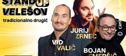 Standup velešov - tradicionalno drugič; Jurij Zrnec, Bojan Emeršič, Vid Valič