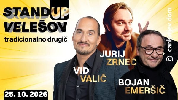 Standup velešov - tradicionalno drugič; Jurij Zrnec, Bojan Emeršič, Vid Valič